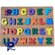 Wooden Capital Alphabets Letters Learning Educational Montessori Puzzle Board for Kids (Multicolor) (Capital Alphabet)