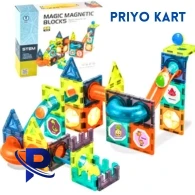 3D Colorful Magnetic Tiles Building Blocks for Kids with Beautiful LED Lights - Magnetic Marble Creativity Educational Toy 66pcs