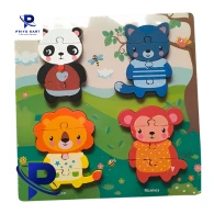 BeginnerBer Elephant Bear Change Clothes Children's Early Education Wooden Jigsaw Puzzle Dressing Game Baby Puzzle Toys For Children Gift