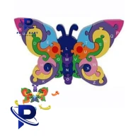 Wooden Shaped Colored Butterfly Puzzle with 26 Alphabets(A-Z) and Numbers (1-26) for Kids to Learn Letters and Numbers Colour Recognition Toy