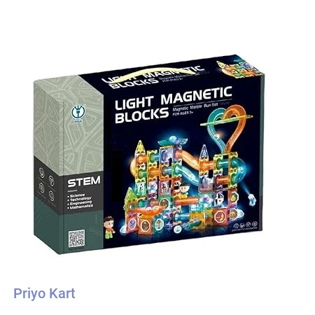 Light Magnetic Tiles- Building Blocks for Kids (98 pcs Pieces), 3D STEM Educational Toys, Magnetic Marble Run/Toys for Kids Ages 3+Year Old Boys & Girls- Creative Gift -Multicolor