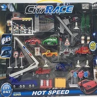 DIE-CAST CAR CITY CARS SET, FREE-WHEEL / 40 PS