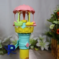 Children'S Fun Hand-Cranked Lotus Merry-Go-Round Toy Children Flash Spinning Fruit Hard Candy