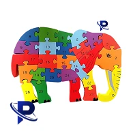 Elephant Wooden Jigsaw Puzzle 1 Side Alphabets & Other Side Numbers - Multicolor