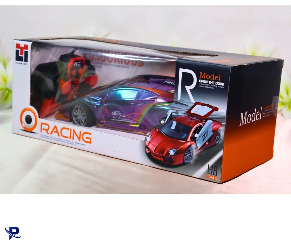 Sports Car with Flashing LED Light, Colorful Design with Full Driving Functions, Remote Control Toy for Kids Ages