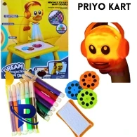 Drawing Projector Painting Desk Table with 3 Patterns 12 Colorful Water Pens with Table Lamp for Better Creativity & Education for Kids