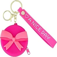 Coin Purse Keychain Silicone Keychain Wallet with Zipper Kawaii Key Chain Key Holder for Women Teen Girls