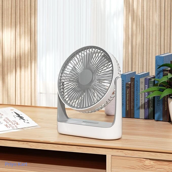 Small Quiet USB Personal Desk Fan Rechargeable Battery Powered Mini Portable Oscillating Table Fan for Office Home Bedroom Indoors